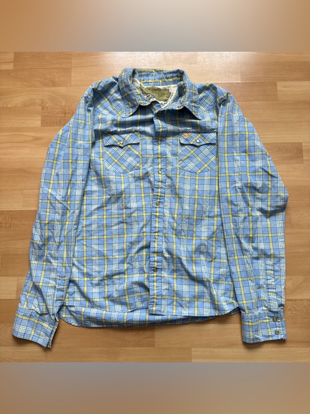 Hollister Western Plaid Y2K Pearl Snap Long Sleeve XL